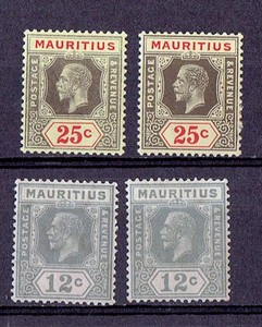 Mauritius 1913-22, KGV SG# 198, 199, Mint OG. HV