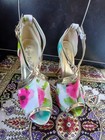 Ladies SERGIO TODZI  Floral  Stiletto Heels Shoes Peep Toe GREEN size 3.5