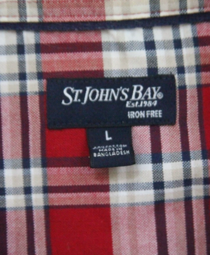 Camisa de vestir grande St. John's Bay algodón poli bolsillo manga corta abotonada 1-464 Foto 4 de 4