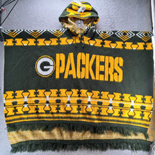 Poncho manta tejida Green Bay Packers para hombre XL con capucha ecuatoriano azteca suroeste