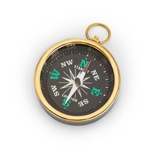 Maritim Kompass 4,5cm aus Messing schwarz lackiert mit Ring Taschenkompass