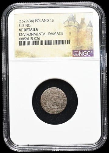 POLAND, Elbing. Gustavus Adolphus, 1629-34, Billon Solidus, NGC VF Details
