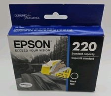 Genuine Epson 220 Durabrite Ultra Black Ink Cartridge OEM Standard Capacity NEW