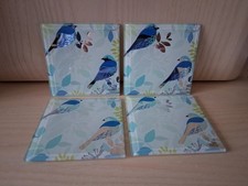 Ceramic Bird Design Coasters x 4  by Shudehill Giftware. Size aopprox 4" x4".