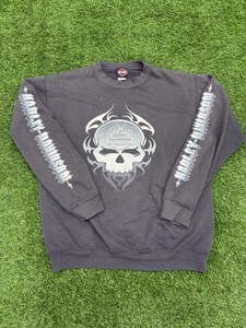 VTG Harley-Davidson Skull graphic crewneck sweater size large smoked black fade