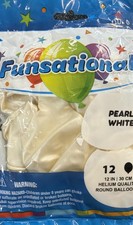 12 inch Funsational Pearl White Latex Balloons 12 Pack 