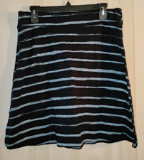 EXCELLENT WOMENS fresh produce BLACK W/ STRIPES PULL ON KNIT SKIRT SIZE M USA