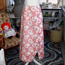 Vintage 70s Handmade Red White Floral Maxi Skirt Pockets Boho Cottagecore Small