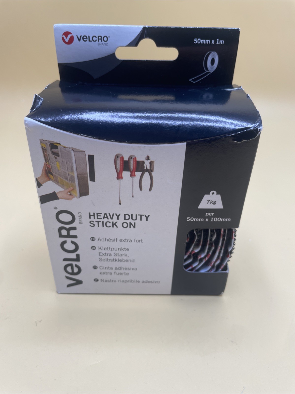 Velcro Heavy Duty Stick On Tape 50mm x 1m - Black (5030610602412)