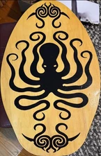 Vintage Tribal Octopus Surf Boogie Board Wood Rare 19.5x30” Fantastic Condition