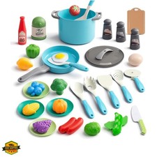 35Pcs Kids Kitchen Toy Accessories, Toddler Pretend Cooking Playset with Play...
