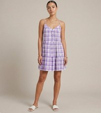 NWT Abound Purple White Gingham Plaid Tiered Strappy Sundress Size Small NEW