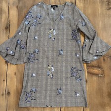 Women's Karen Kane Embroidered Bell Sleeve Dress Black White Size Small