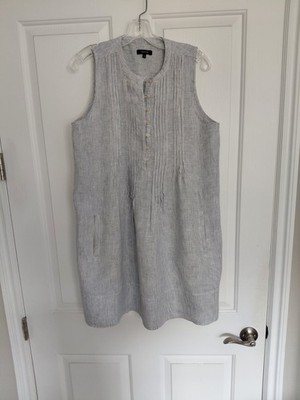 100% European Linen sleeveless swing dress in mini gingham blue and white, size | eBay 100% European Linen sleeveless swing dress in mini gingham blue and white, size | eBay