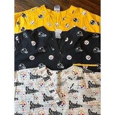 NFL Pittsburgh Steelers Scrub Tops 3 Pack Unisex XL Yellow Black V-Neck Medical