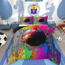 Basketball Bedding Set Soft for Boys Girls, Sports Game Comforter Set Full Size