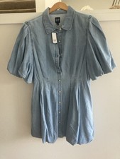 New 100% Cotton Gap Blue Buttondown Bubble Skirt Dress, New With Tags, Medium