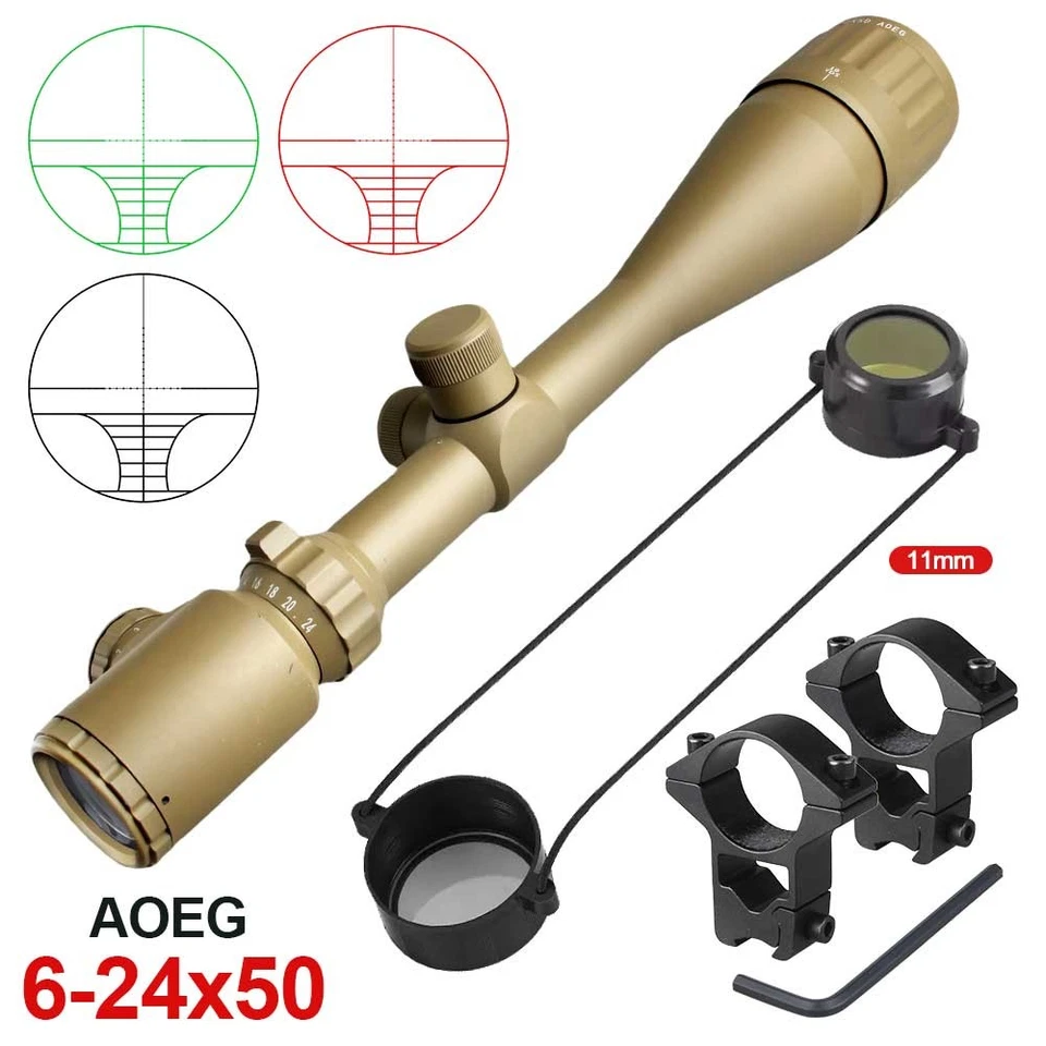 Hunting 6-24x50 Rifle Scope Red Green Dual Illuminator Sight Scope w/ Free Mount - Image 4 of 4