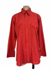 Vintage Ely Cattleman Western Shirt Red Pearl Snap 15 1/2 x33 Rockabilly 80s