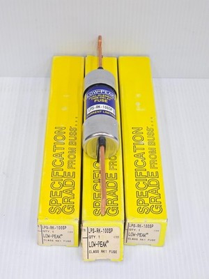Lot of 3 New Cooper Bussman 100 Amp Low-Peak Time-Delay Fuses 600V LPS-RK-100SP