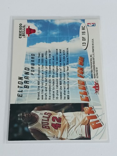 2000-01 Fleer Ultra Elton Brand Air Club For Men #13 AC Chicago Bulls - Picture 2 of 2