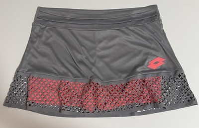 Lotto Kaylee Women's Tennis Skirt Skort NWT Size M Gray Neon Pink Laser Cut