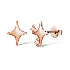 Rose Gold Plated Stars Stud Earrings for Women Trendy 14K Rose Gold Plated Stud