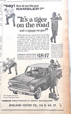 1961 newspaper ad for Rambler - It's a tiger on the road, American Custom Sedan