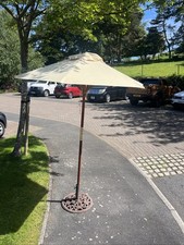 Teak Parasol With Antique Style Metal Base