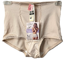 Whisper Soft Shapewear Granny Panties L Control Brief Nylon High Waist Nude VTG