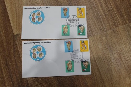 1981 AUSTRALIAN SPORTING PERSONALITIES FDC COVER X 2 - HOBART, BELLERIVE TAS