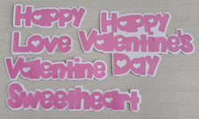 Valentine Paper Piecing Titles Set of 5 Pink White Scrapbook Love Sweetheart