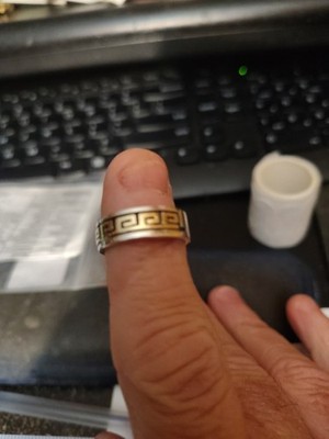 Handwerklich signierter P SKEETS Sterlingsilber 925 & 14K Gold GRIECHISCHER SCHLÜSSELRING Größe 7,5