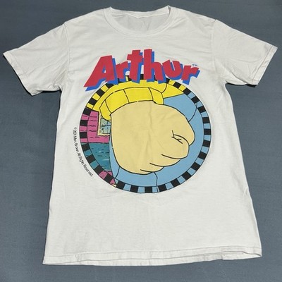 Vintage Arthur ''Angry Fist'' T-Shirt Adult Small White Cartoon PBS Show Y2K 2001