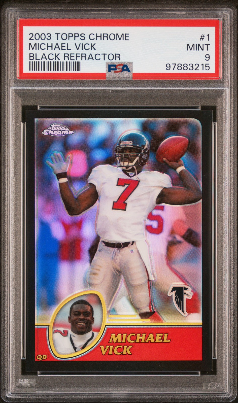 Michael Vick 2003 Topps Chrome Black Refractor /599 PSA 9 Atlanta Falcons