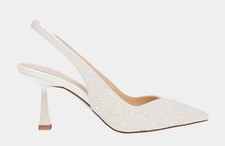 Betsey Johnson Womens Clark Ivory Slingback Heels 7.5 Medium B,M 