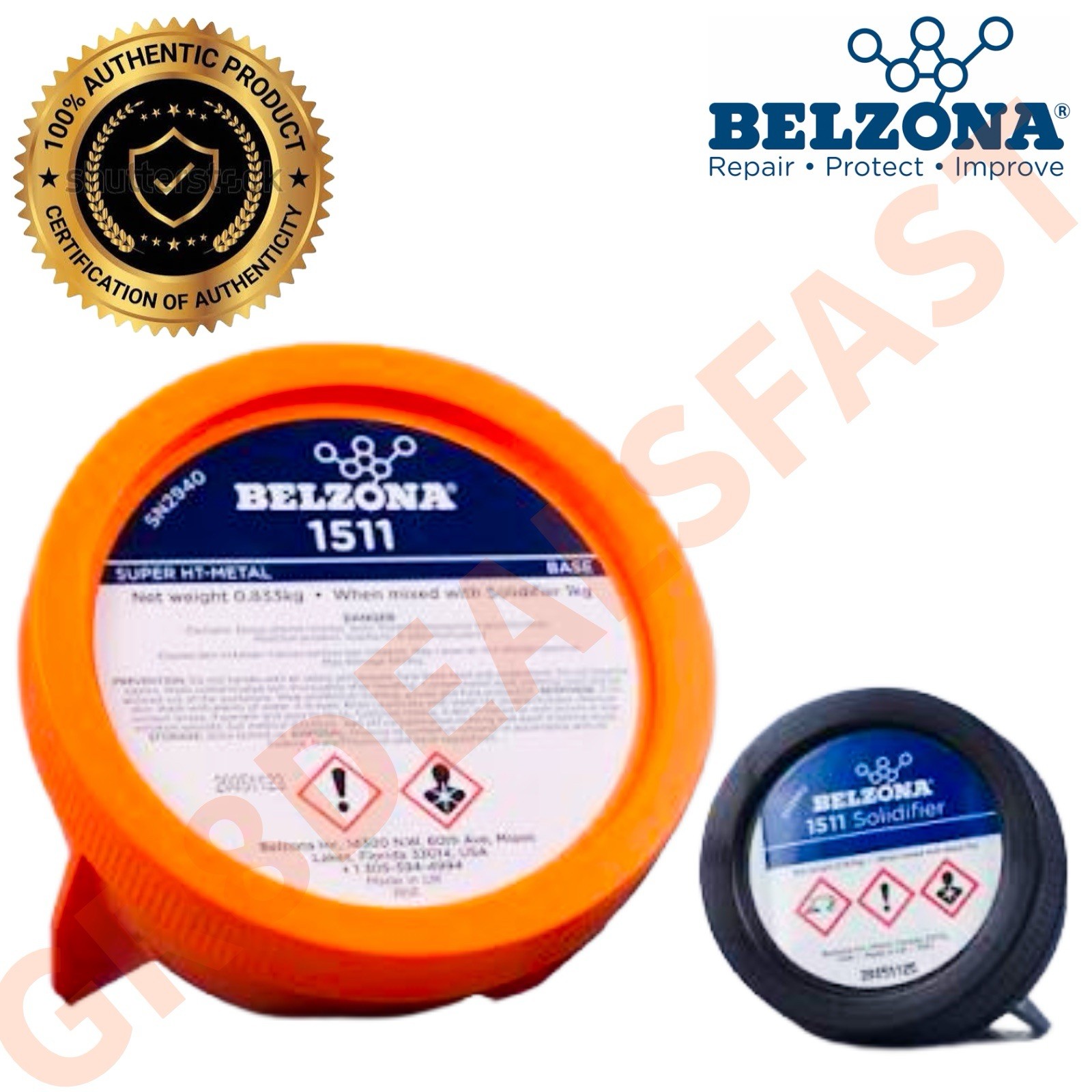 BELZONA 1511 SUPER HT-Metal Base & Solidfier 1KG Kit Metal Repair GENUINE FRESH