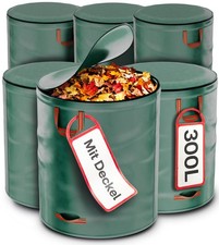 Praknu 6er Set Gartenabfallsack 300 L mit Deckel Laubsack Gartensack Rei&szlig;festes