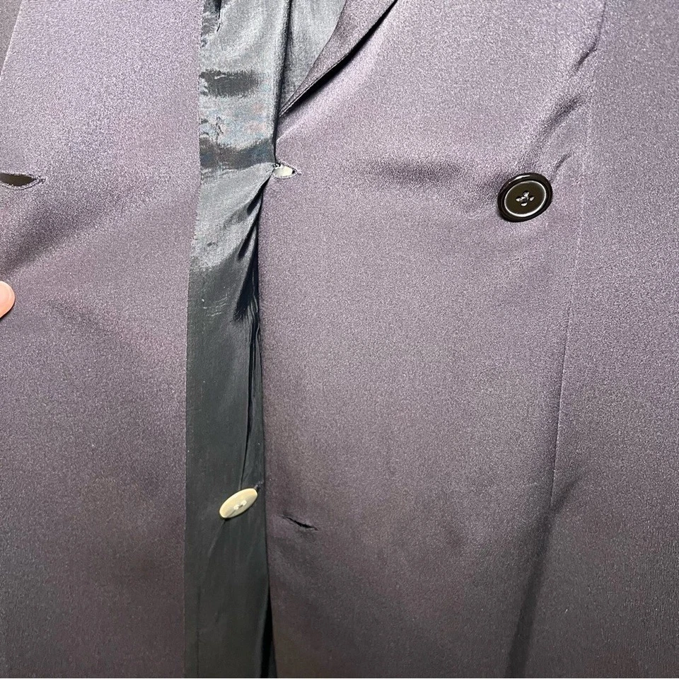 Vintage Hugo Buscati 100% silk long blazer/dress black - Image 4 of 4