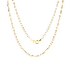 Femmes 14K or Jaune 2mm Solide Diamant Coupe Blanc Pierre Cubain Chaîne Collier