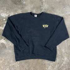 Vintage 80s Nike Sweatshirt Size Large Black Fleece Crewneck Pullover Swoosh