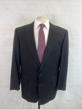 Hickey Freeman Mens Black Striped Wool Suit 4...
