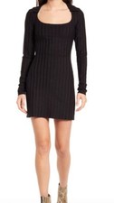 Reformation Vittoria Black Ribbed Dress, Small