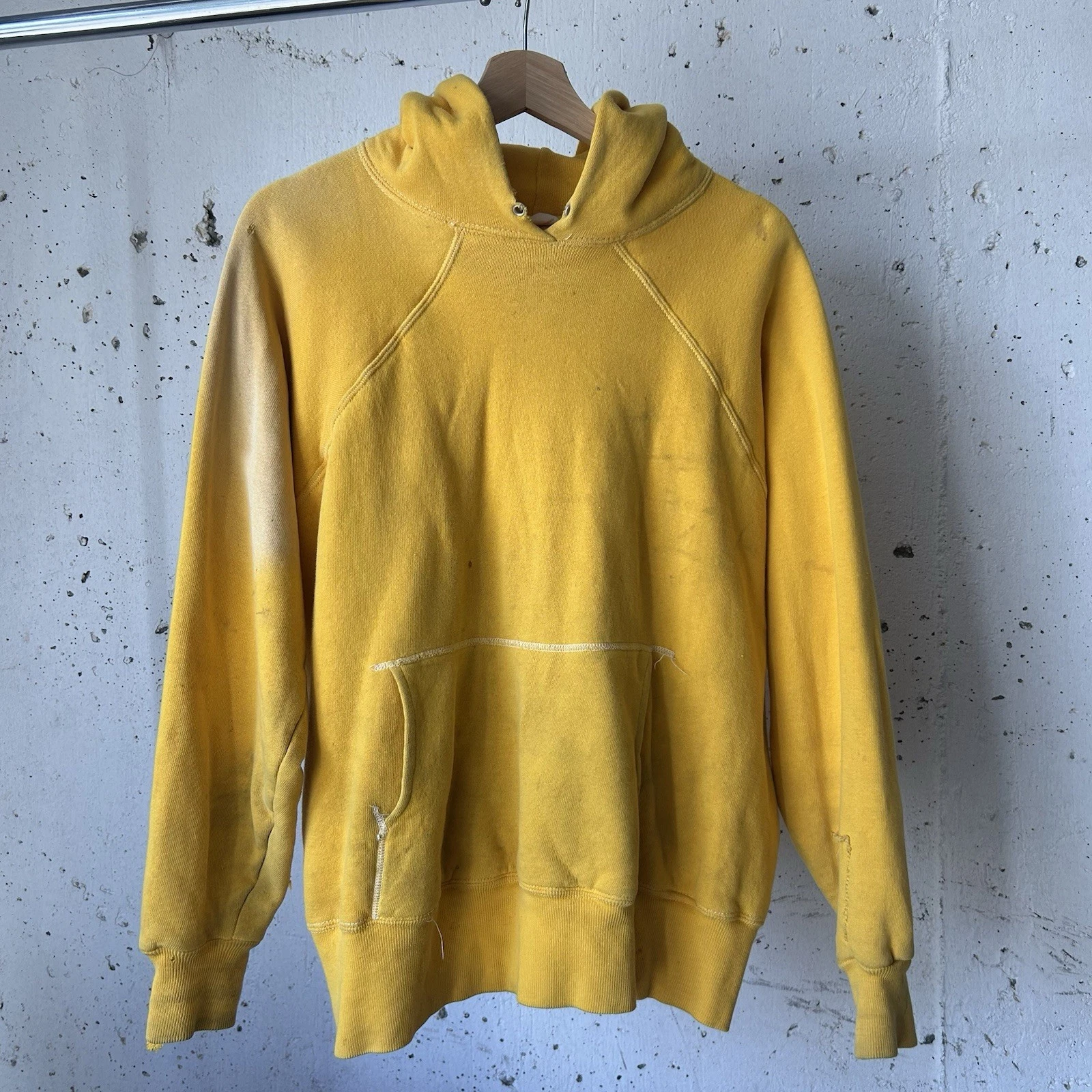 Vintage Brent Thermal Lined Hoodie Sweatshirt Double Face XL 1950s Yellow