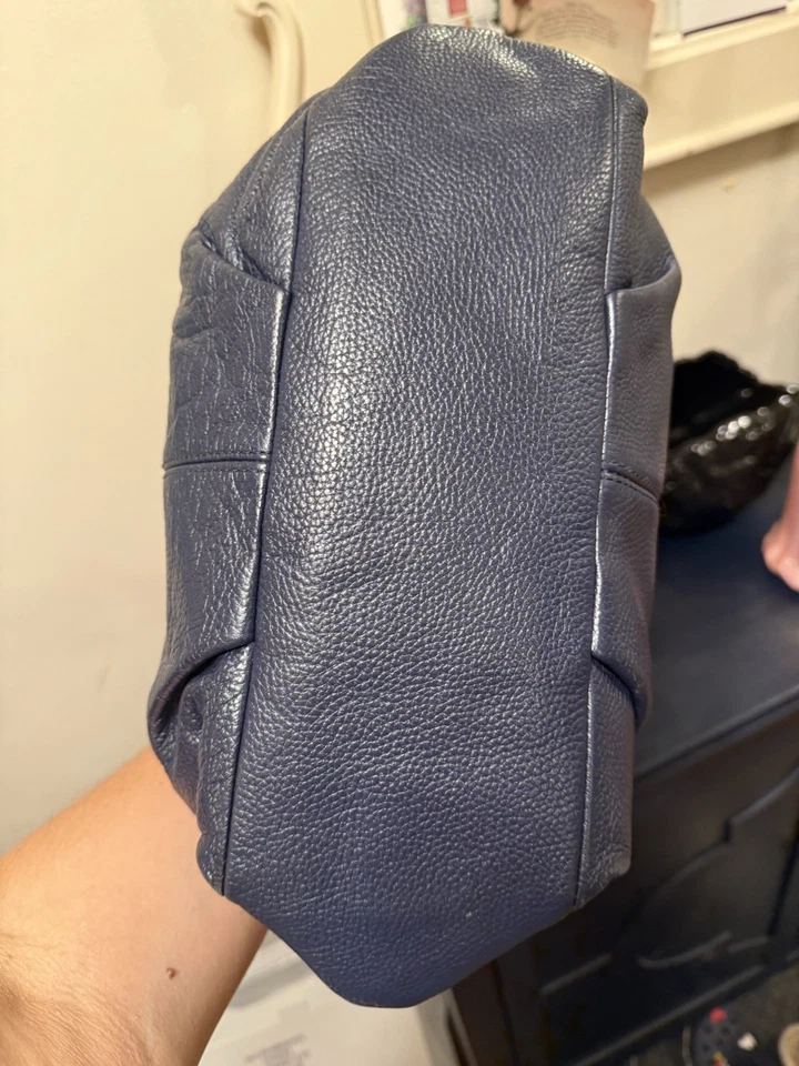 Bolso de Hombro Coach Mediano de Cuero 15064 Auténtico Azul Marino Cuero Guijarro Hobo Foto 4 de 4