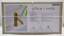 Allen Roth Harlow Brushed Gold Single Hole 1-Handle Mid-Arc Bathroom Faucet