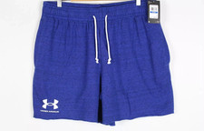 Under Armour Men's 6" Rival Terry Cut Off Sweat Shorts Royal Blue 382427 400