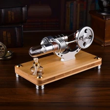 M14-03-S Brass Piston Stirling Engine Model – Visible Cylinder & Generator Kit