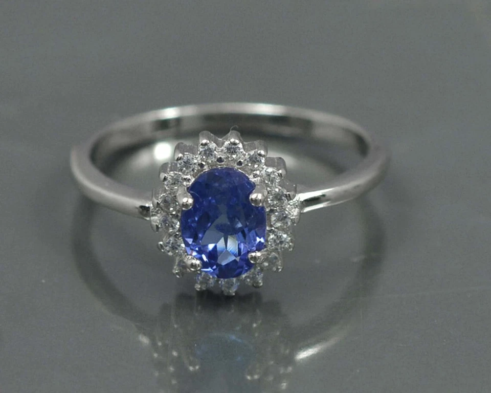 Naturale Blu Tanzanite Gemma 925 Argento Sterling Gioielli Set Anniversario Gift - Immagine 2 di 4