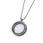 Silvery Round Rhinestones Glass Locket Alloy Pendant Necklaces Women